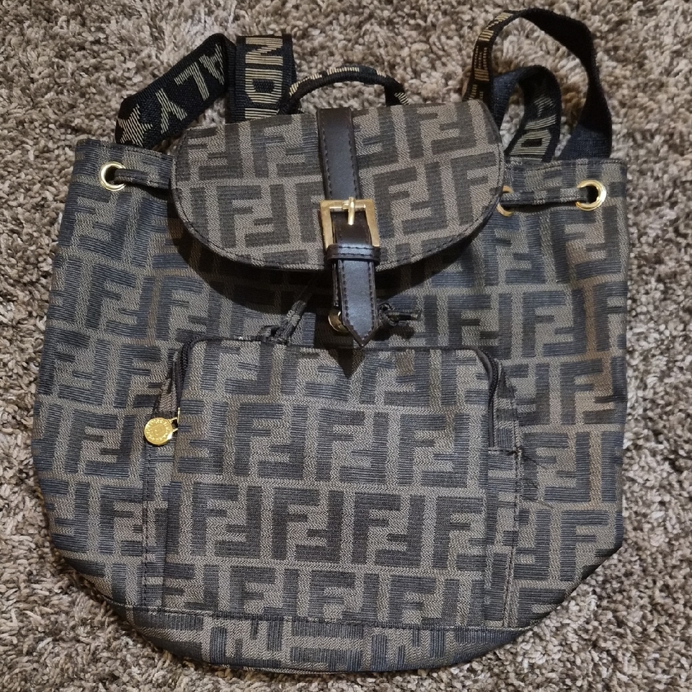 Fendi Gray Monogram Backpack
